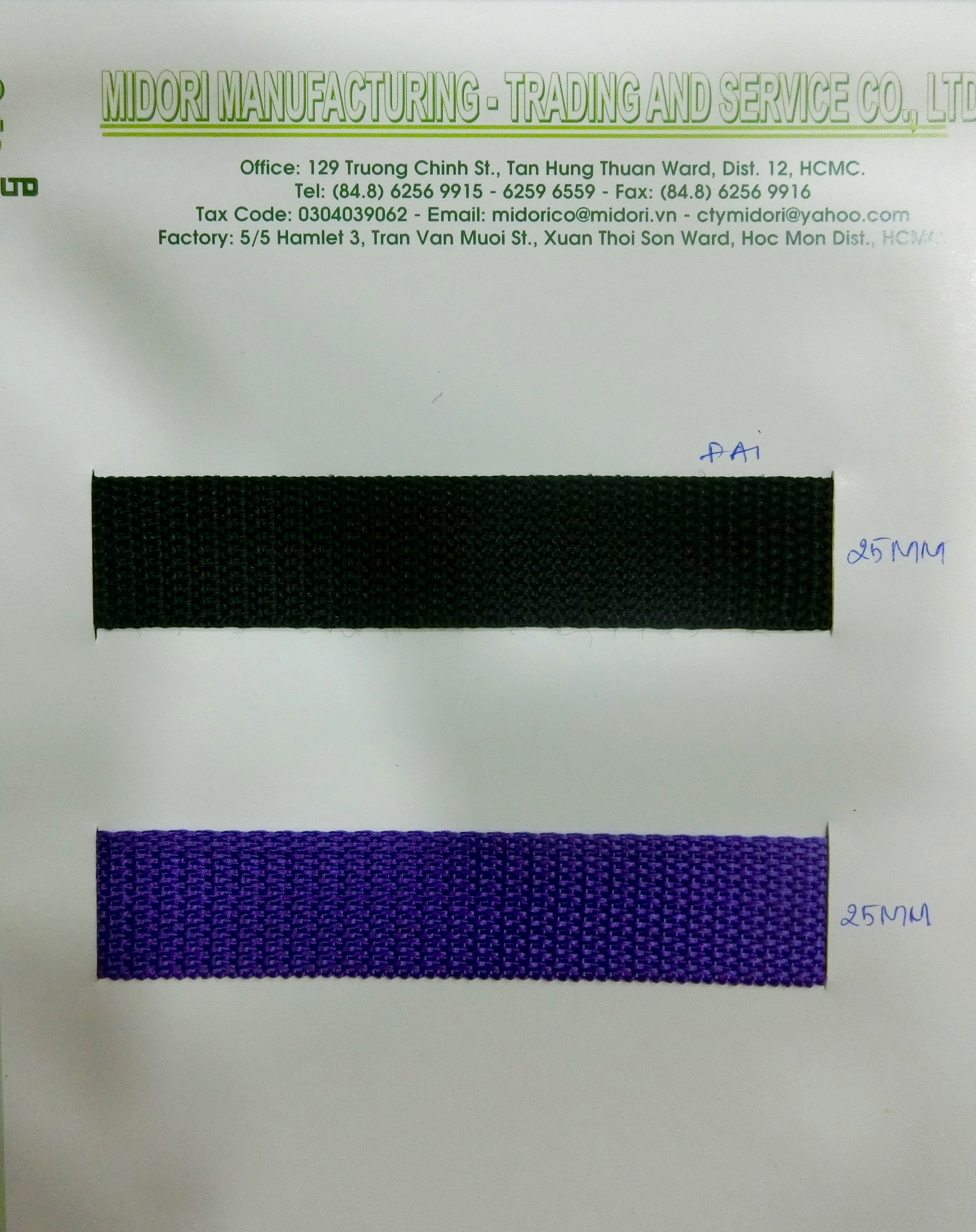 Dây đai 25mm màu đen và màu xanh