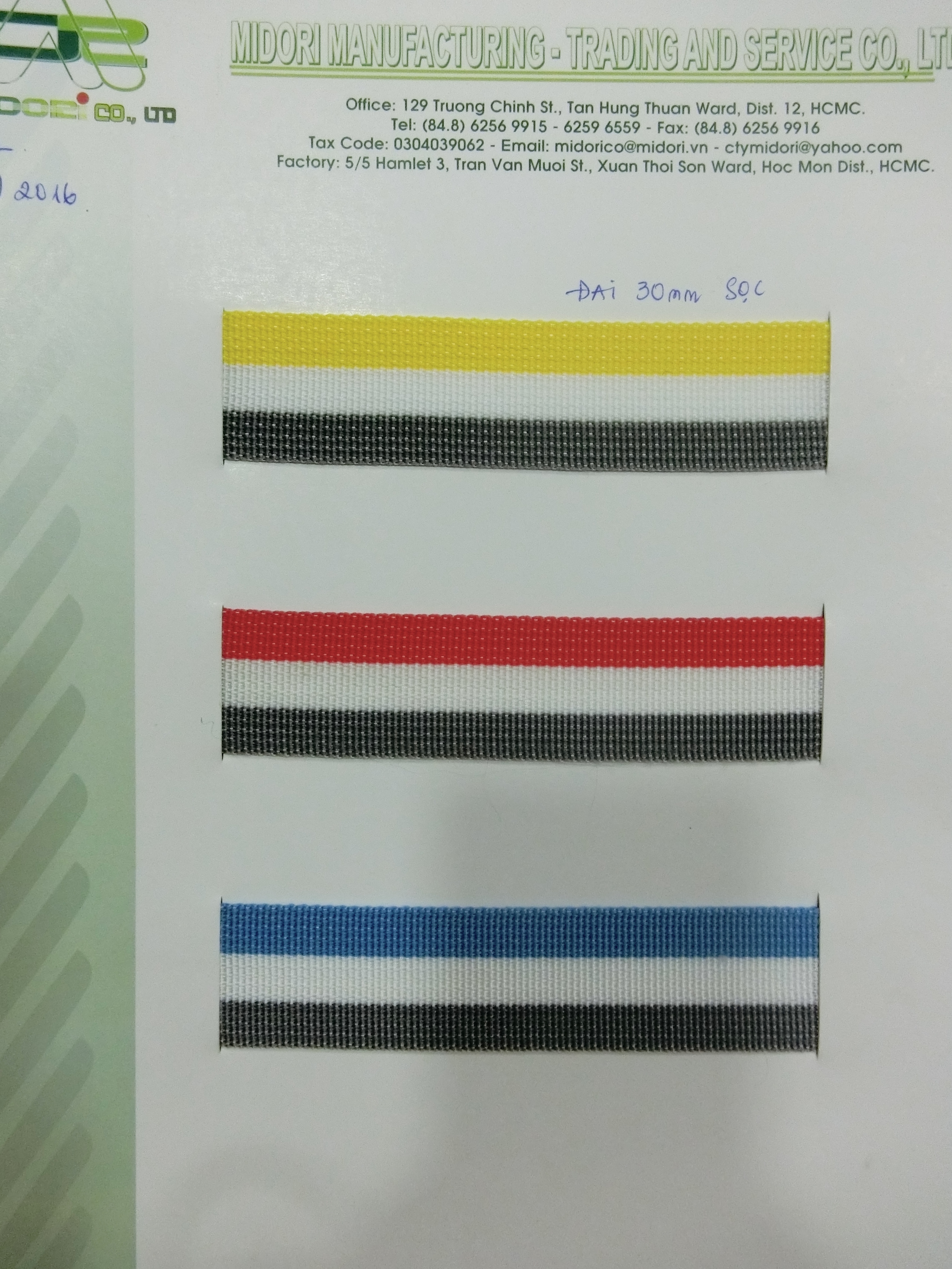 Dây đai 3 màu ( Vàng - trắng - đen ), ( đỏ - trắng - đen), ( Xanh - trắng - Đen )