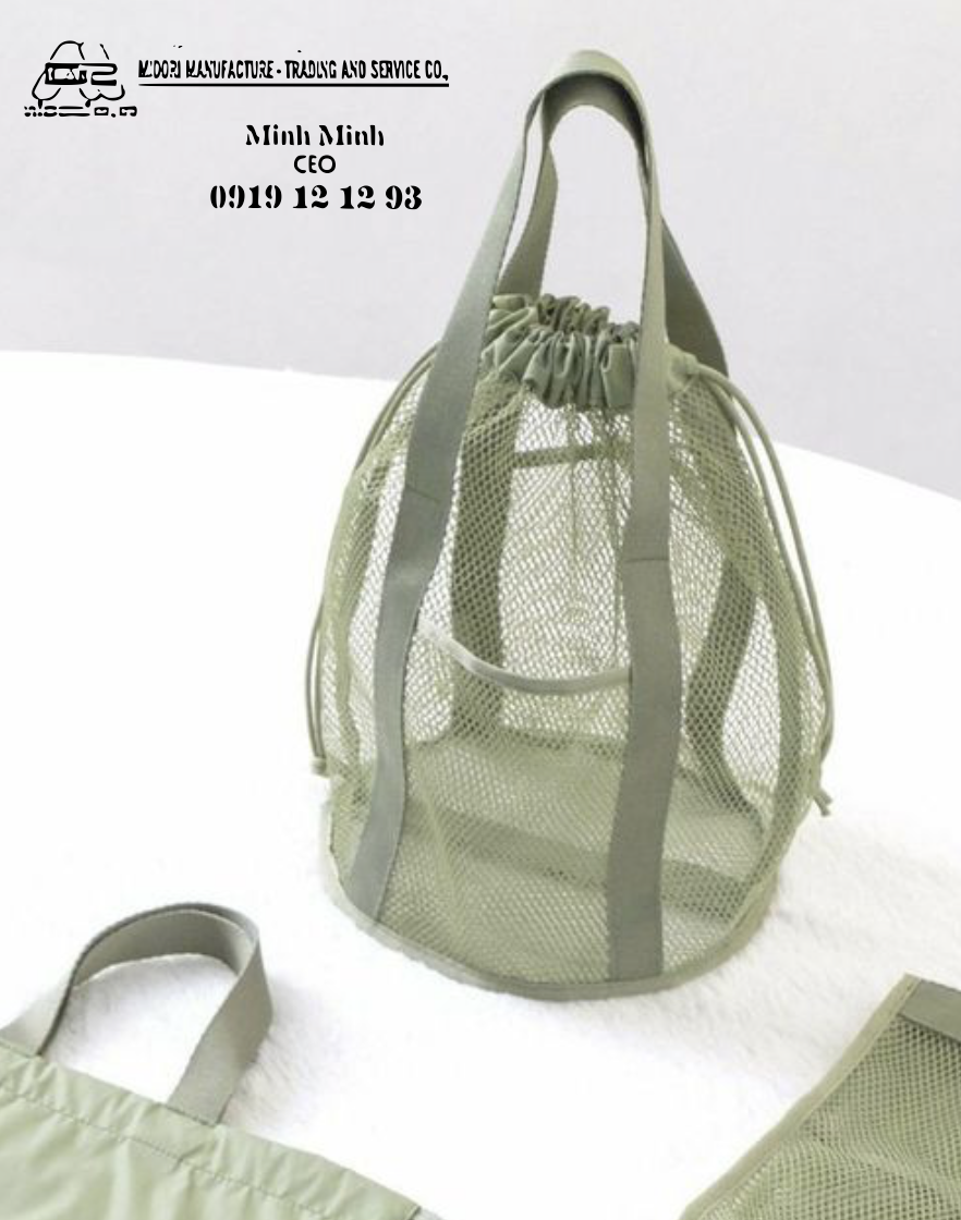 Dây đai dây qoai túi rút lưới xanh lá