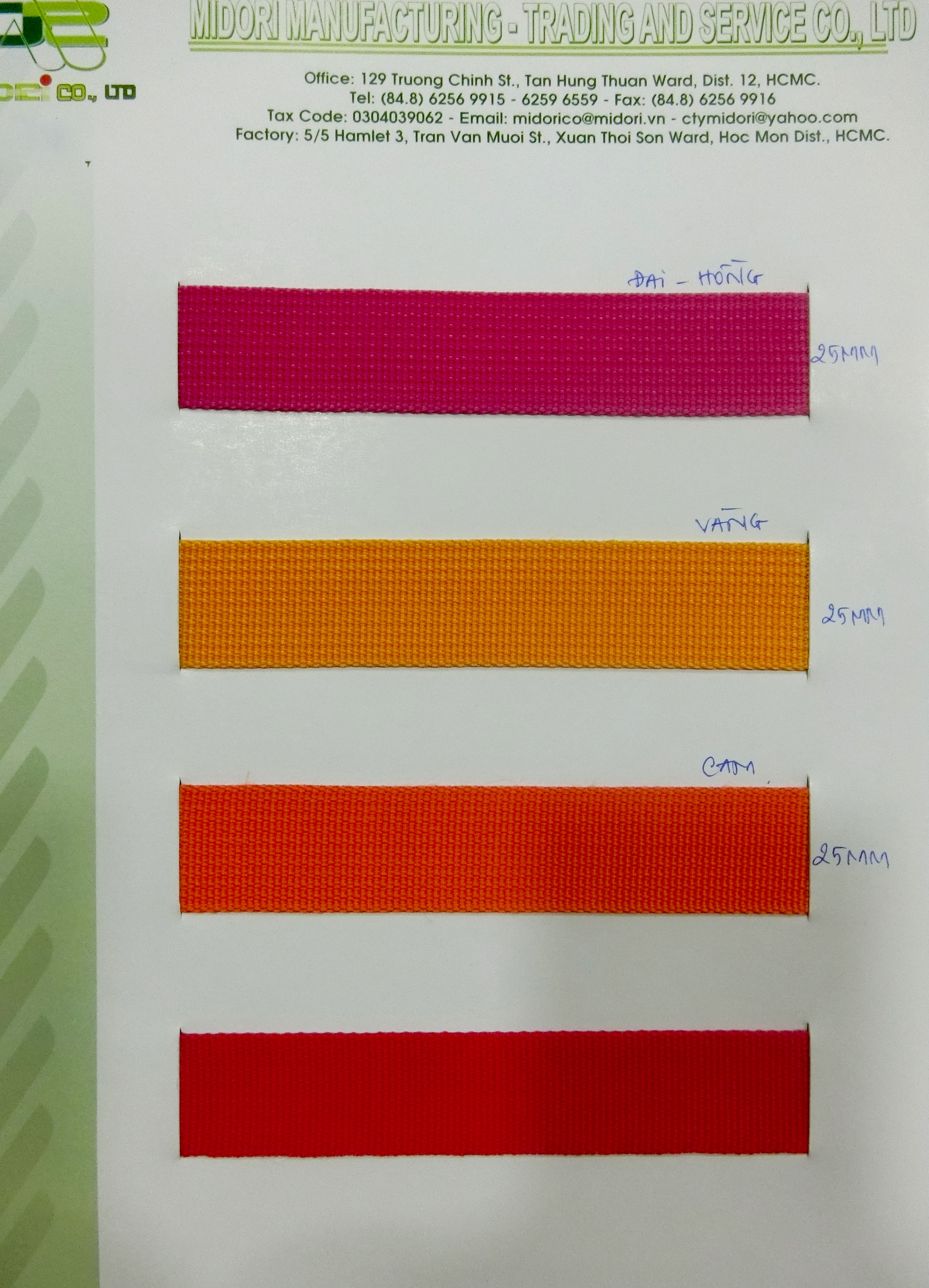 Dây Đai mỏng màu hồng - màu vàng - màu cam - màu đỏ 23mm