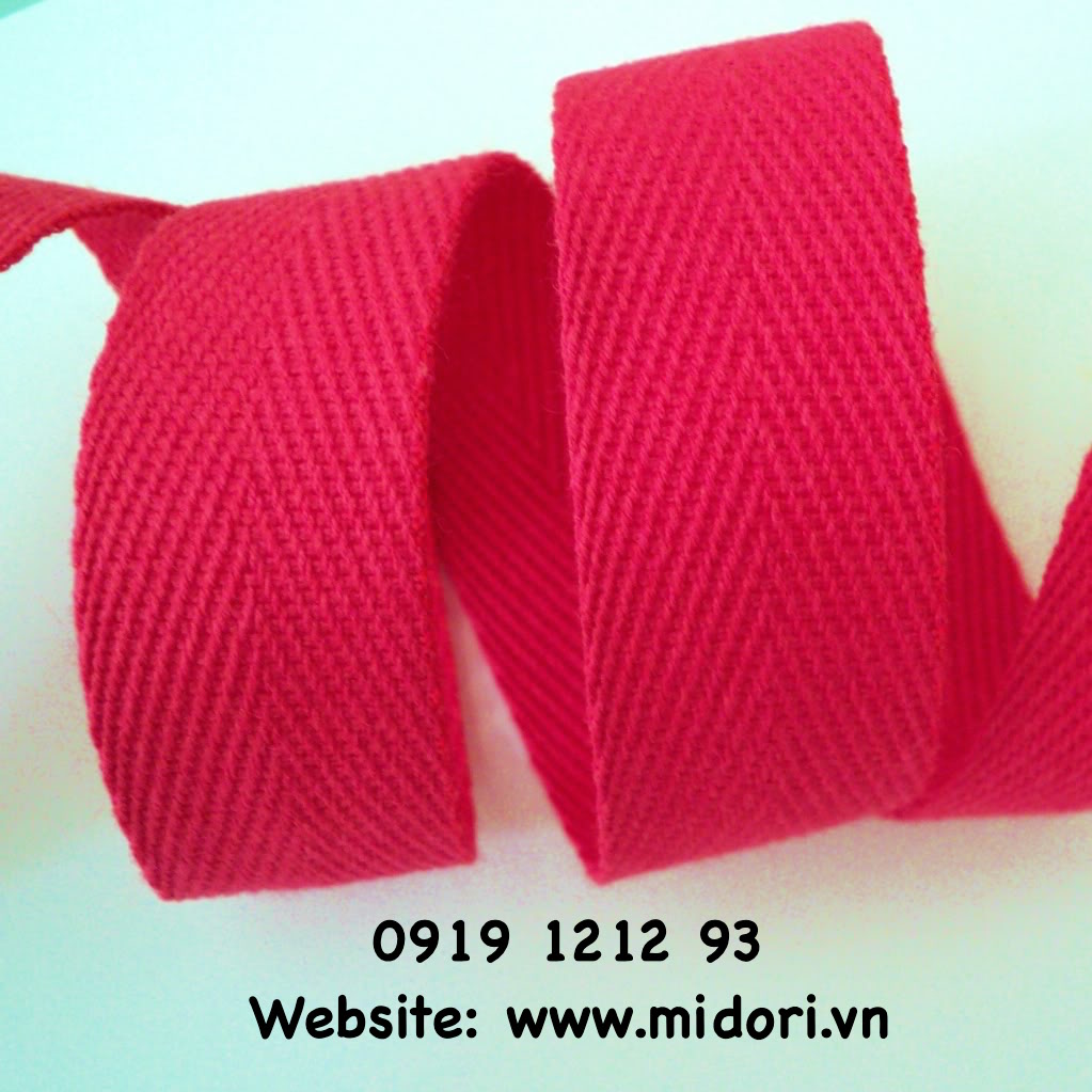 Dây dệt xương cá 23mm màu hồng đỏ