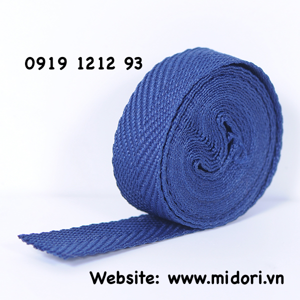 Dây dệt xương cá 25mm màu xanh