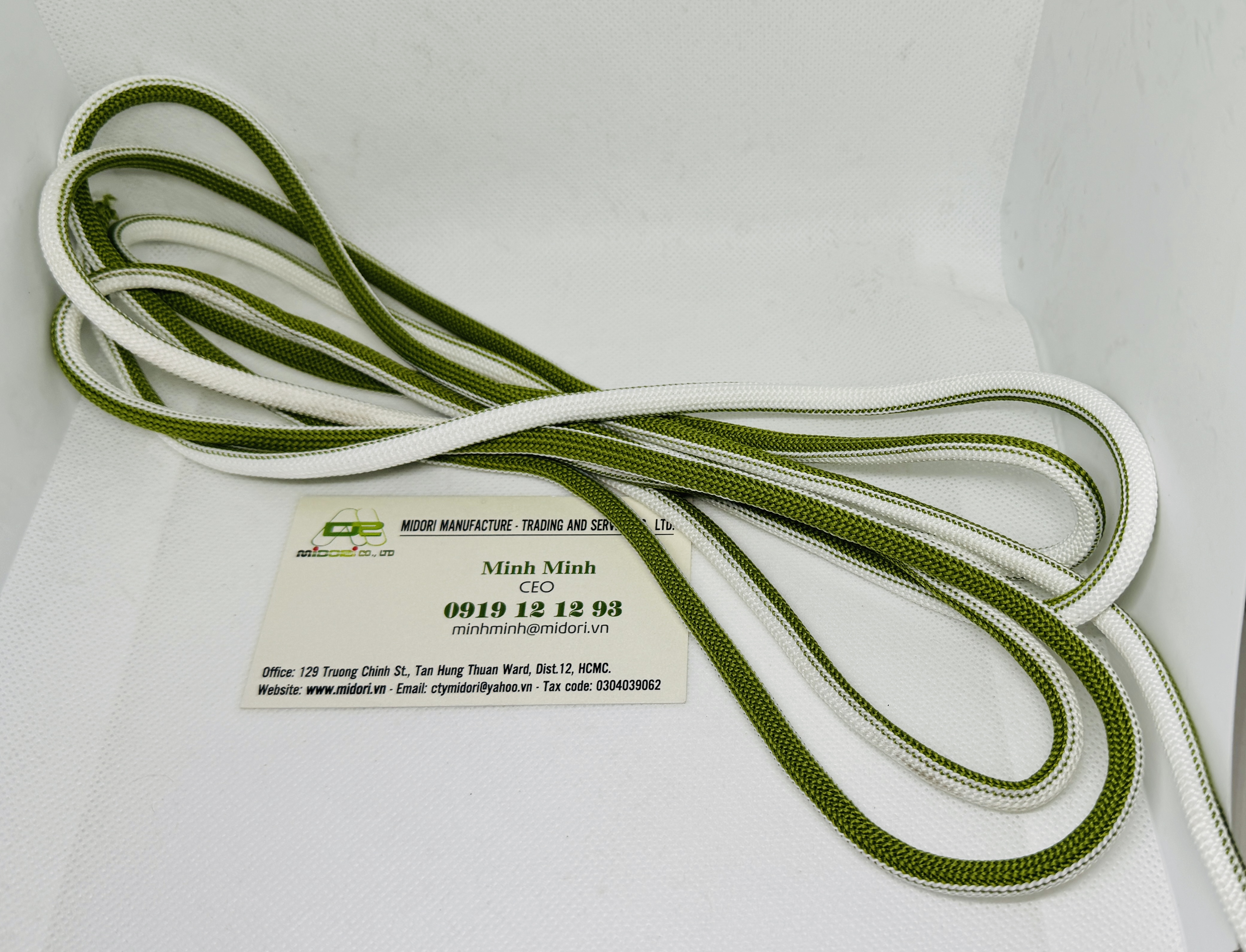 Dây dù poly spun 2 màu xanh trắng