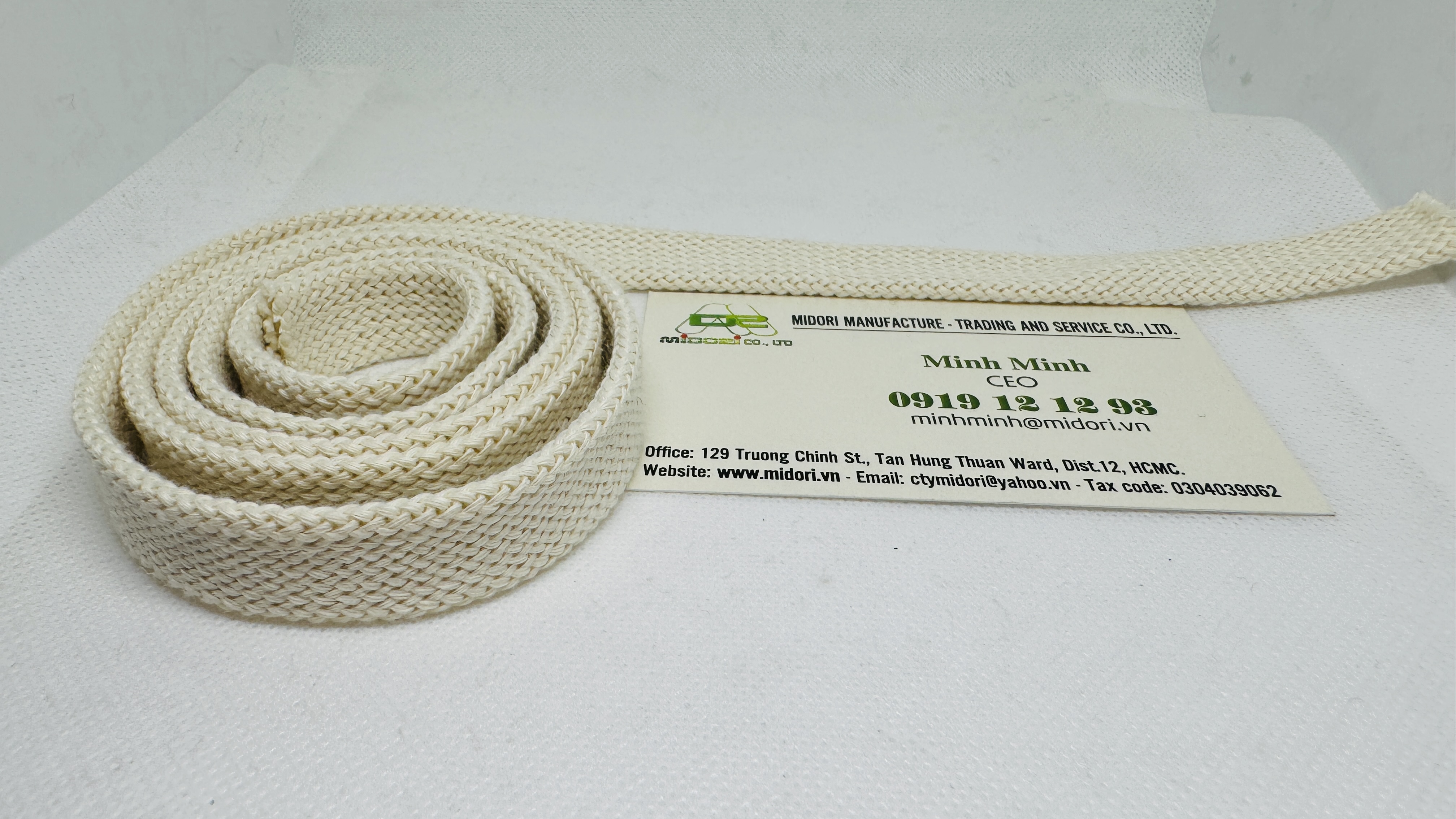 dây flat rope đan nội thất màu trắng, dây dù không lõi, dây dù trắng, dây óng trắng