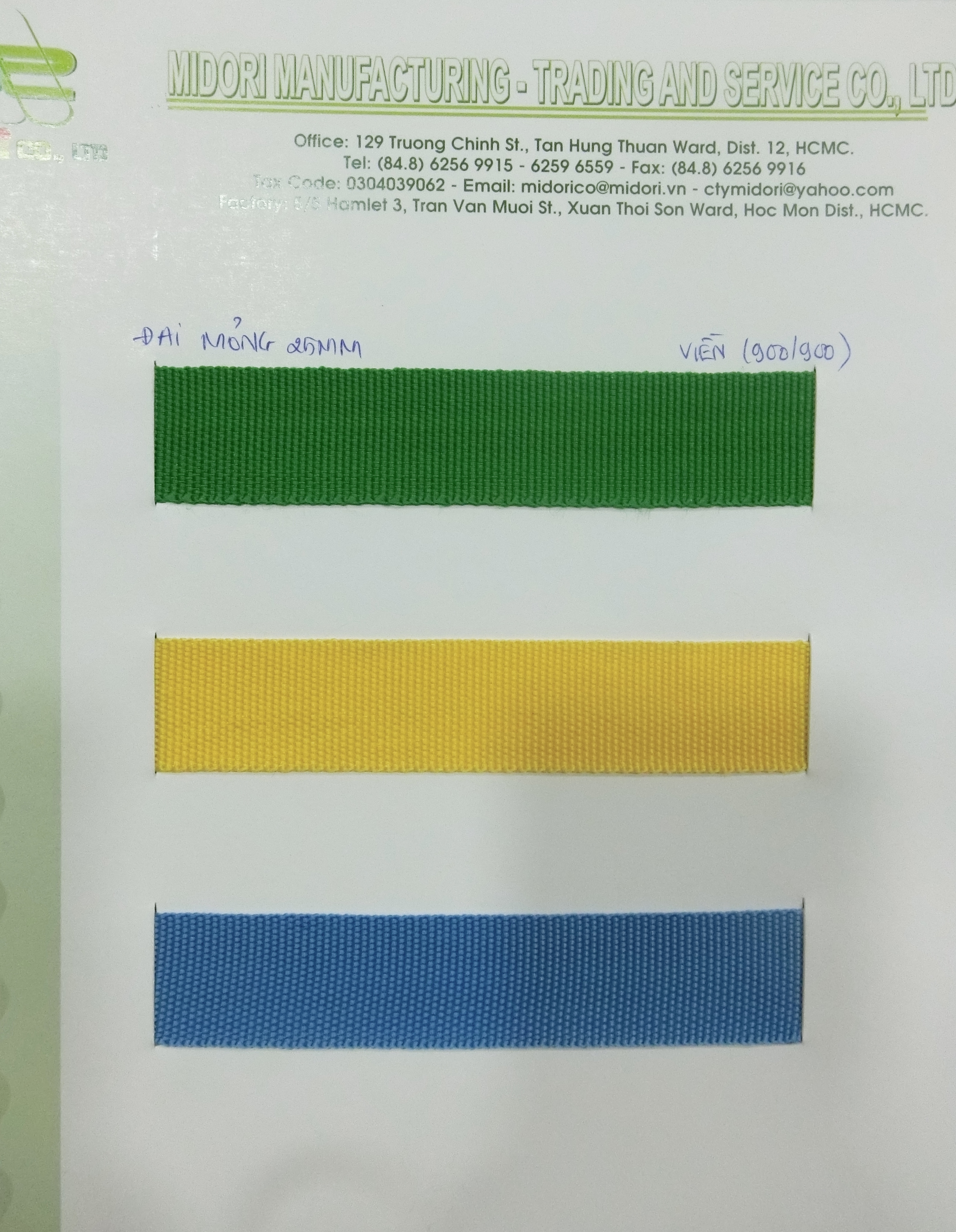 Dây Viền - Dây Đai mỏng 25mm màu xanh lá, màu vàng, màu xanh ngọc