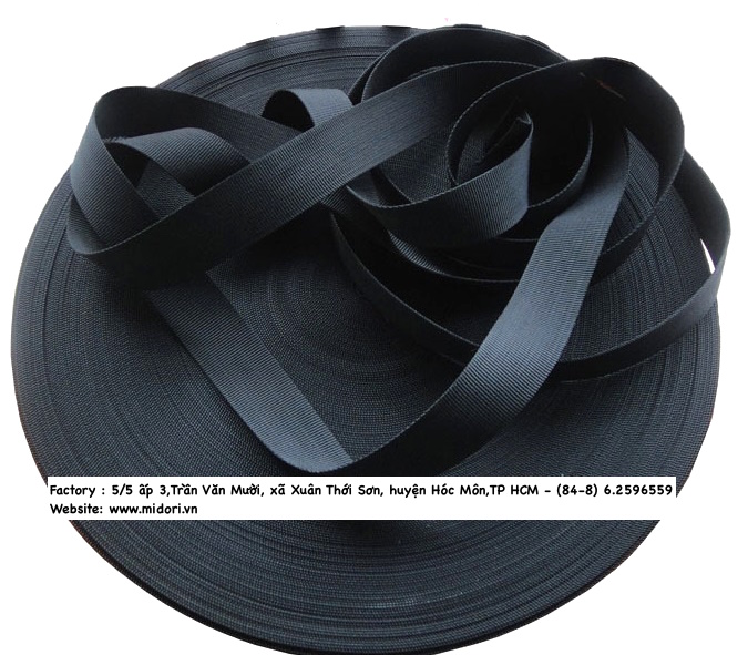 Dây đai dệt màu đen, dây viền dệt