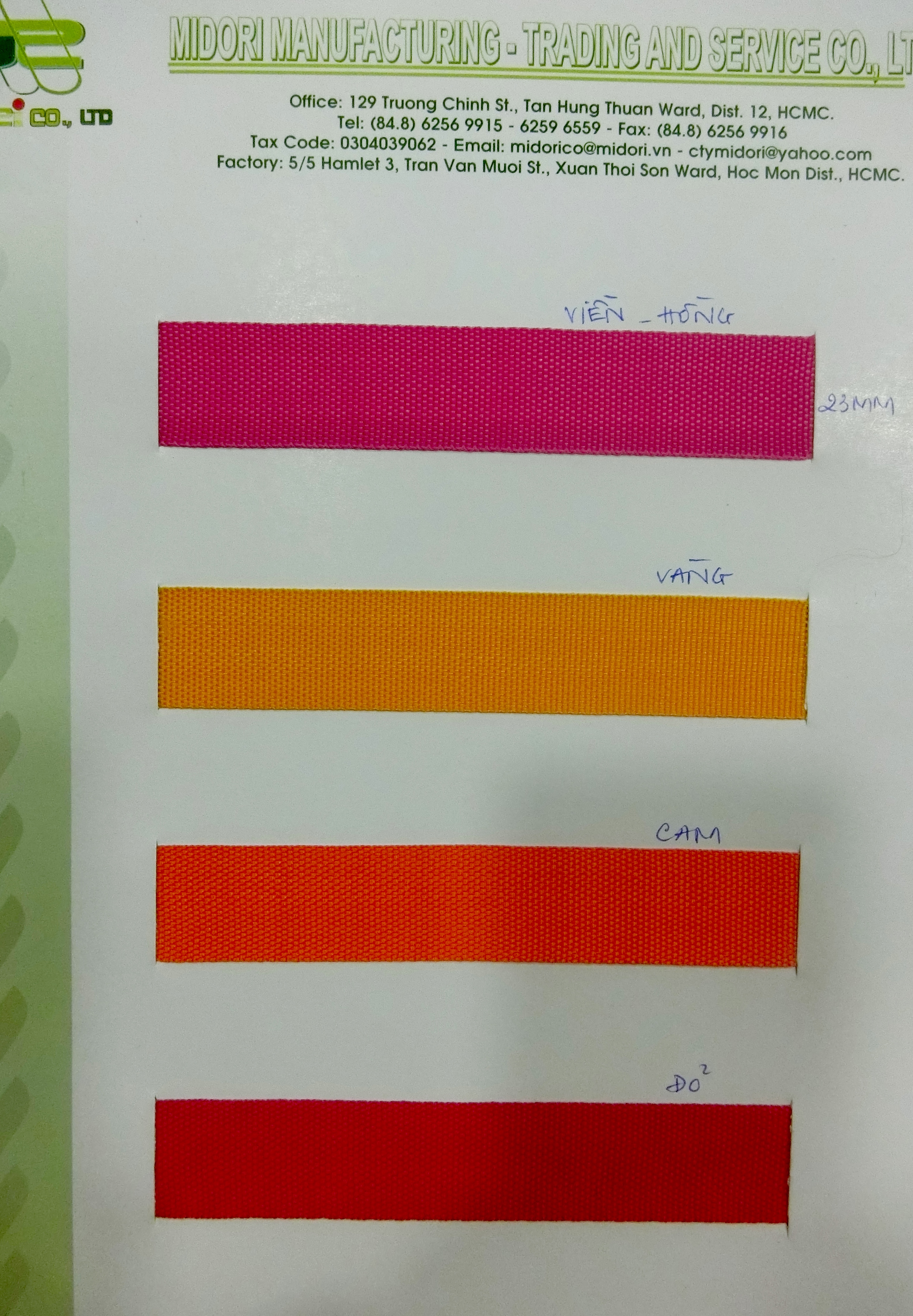 Dây viền màu hồng - màu vàng - màu cam - màu đỏ