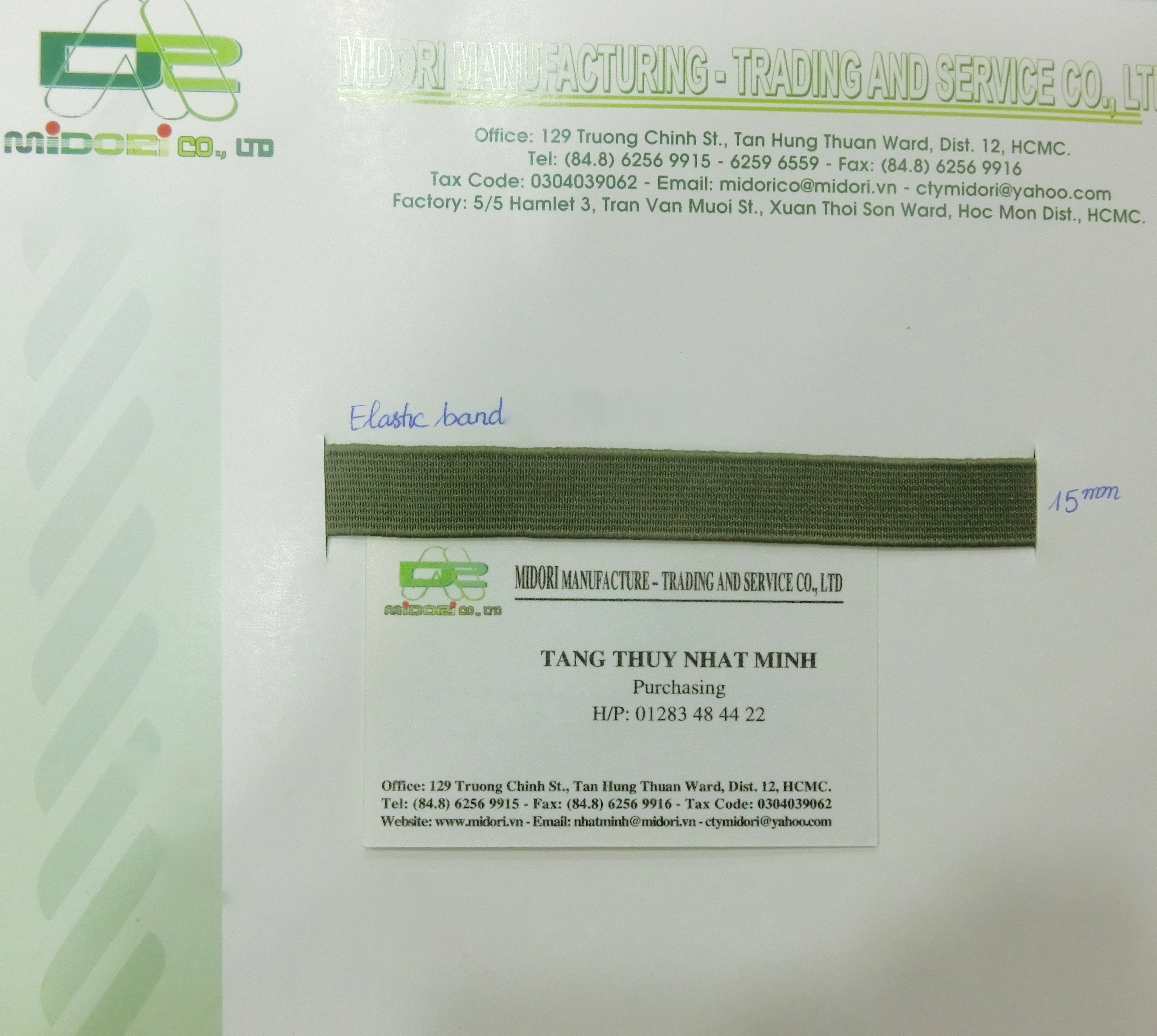 Elastic Band - dây thun dệt 15mm màu rêu - màu xanh